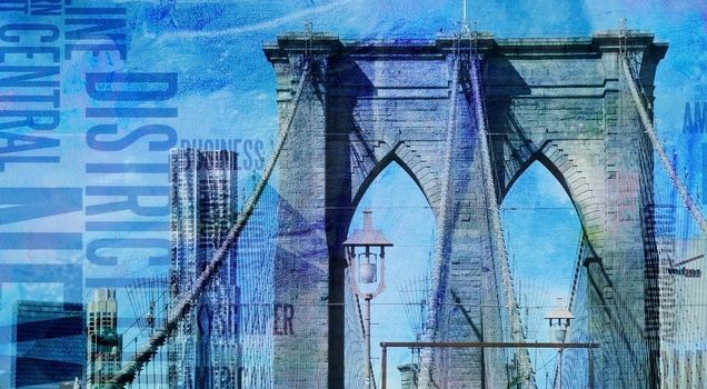 Modern Art Composition. Brooklyn Bridge.