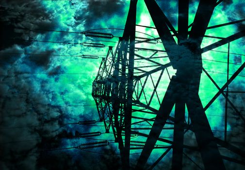 Surrealism. High voltage pole.