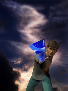 Man throwing a credit card