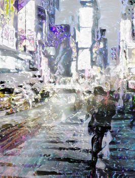 NYC Times Square. Blur. 3D rendering.