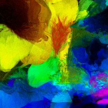Colorful Abstract Painting. Wide brush strokes. 3D rendering