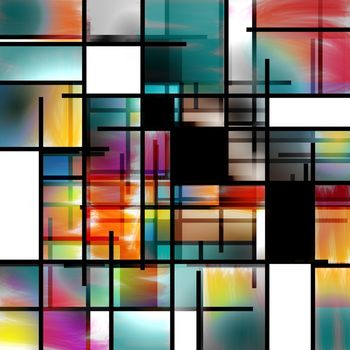 Colorful geometric background Mondrian inspired