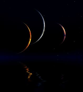 Three Moons and Quiet Sea