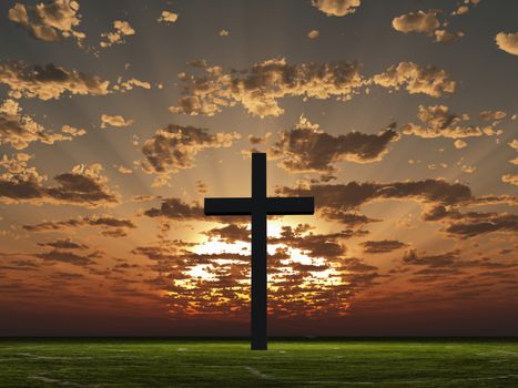 Christian cross on Sunset or Sunrise