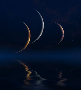 Three Moons and Quiet Sea