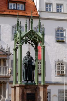 Statue of Martin Luther the reformator in Wittenberg, Germany