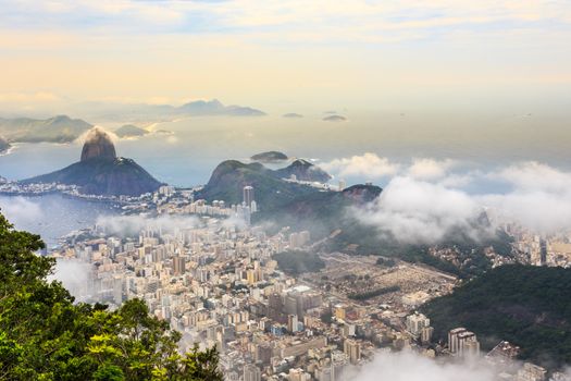 Rio city center downtown panorama with coastline and Sugar Loaf mountain, Rio de Janeiro, Brazil