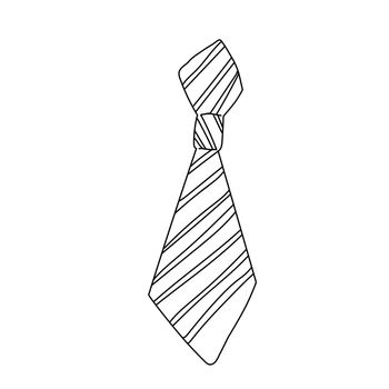 Windsor neckwear form design. Tie sign isolated on white background. Freehand outline ink hand drawn doodle icon sketchy in art scribble style pen on paper.