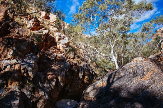 The iconic Standley Chasm and its fascinating rock formations in MacDonnell Ranges National Park, near Alice Springs in the Northern Territory, Australia