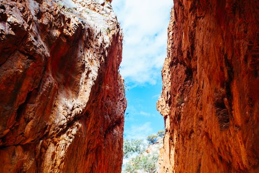 The iconic Standley Chasm and its fascinating rock formations in MacDonnell Ranges National Park, near Alice Springs in the Northern Territory, Australia