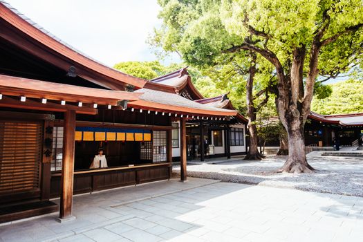 Tokyo, Japan - May 11 2019: Meji-jingu Gyoen and Shrine is a popular tourist attraction in Tokyo near Harajuku in Tokyo, Japan