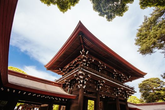 Tokyo, Japan - May 11 2019: Meji-jingu Gyoen and Shrine is a popular tourist attraction in Tokyo near Harajuku in Tokyo, Japan