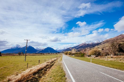 Stunning mountain landscape in an area known as 'Middle Earth' between Paradise and Glenorchy in New Zealand