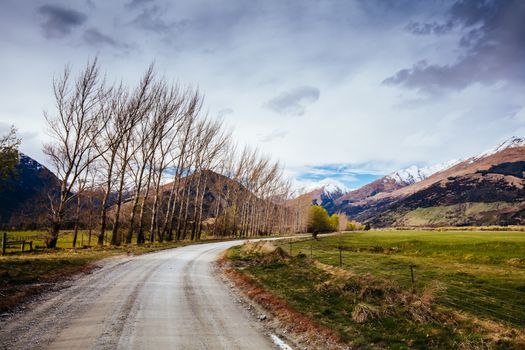 Stunning mountain landscape in an area known as 'Middle Earth' between Paradise and Glenorchy in New Zealand