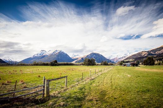 Stunning mountain landscape in an area known as 'Middle Earth' between Paradise and Glenorchy in New Zealand