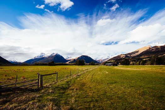 Stunning mountain landscape in an area known as 'Middle Earth' between Paradise and Glenorchy in New Zealand