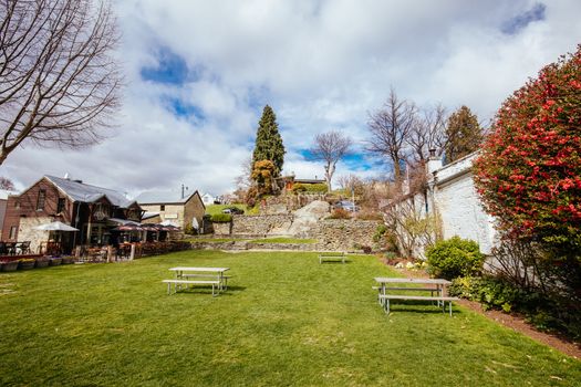 Arrowtown, New Zealand - September 25 2019: The historic gold mining town of Arrowtown in New Zealand