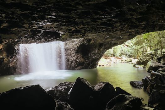 The majestic and iconic Natural Bridge on a warm autumn day in Springbrook National Park near the Gold Coast, Queensland, Australia