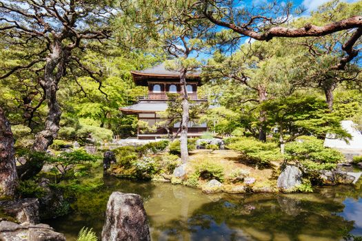 The stunning architecture and gardens at Silver Pavillion Ginkakuji temple in Kyoto, Japan