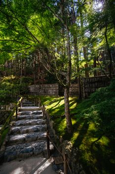 Walking path at Silver Pavillion Ginkakuji temple in Kyoto, Japan