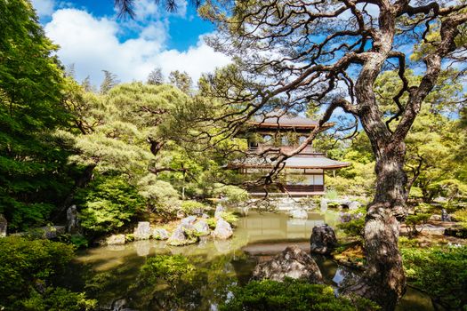 The stunning architecture and gardens at Silver Pavillion Ginkakuji temple in Kyoto, Japan