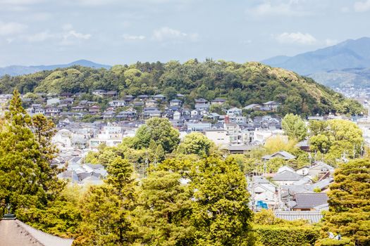 City views from Silver Pavillion Ginkakuji temple in Kyoto, Japan