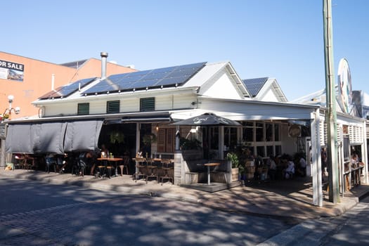 BYRON BAY, AUSTRALIA - April 9 2018: Byron Bay town centre on a warm autumn day during holidays in NSW Australia