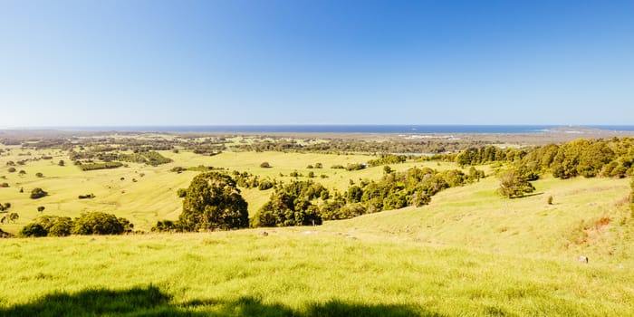 View from St Helena Lookout on a clear day towards Byron Bay in NSW Australia