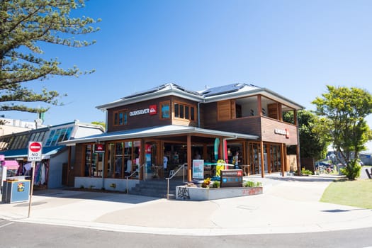 BYRON BAY, AUSTRALIA - April 9 2018: Byron Bay town centre on a warm autumn day during holidays in NSW Australia