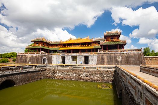 The Ngo Mon Meridian Gate south entrance of the UNESCO World Heritage site of Imperial Palace and Citadel in Hue, Vietnam