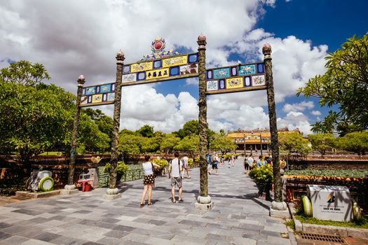 HUE, VIETNAM - September 20 2018: The UNESCO World Heritage site of Imperial Palace and Citadel in Hue, Vietnam