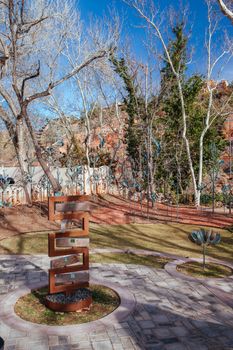 Sedona, USA - February 2 2013: The iconic Tlaquepaque Arts & Crafts Village with stunning architecture in Sedona, Arizona, USA
