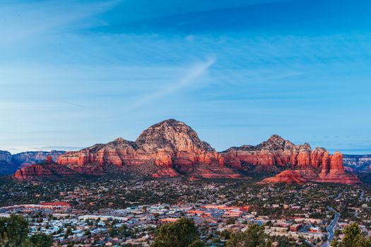 View from Airport Mesa in Sedona at sunset in Arizona, USA