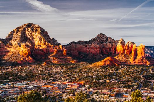 View from Airport Mesa in Sedona at sunset in Arizona, USA