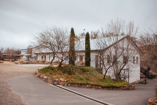 Page Springs, USA - February 3 2013: Page Springs vineyard on Oak Creek during winter near Cottonwood in Arizona, USA