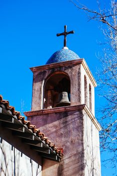 Sedona, USA - February 4 2013: The iconic Tlaquepaque Arts & Crafts Village with stunning church and architecture in Sedona, Arizona, USA