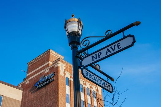 FARGO, USA - April 22 2008: Street signage on a lamp post in Fargo in North Dakota, USA