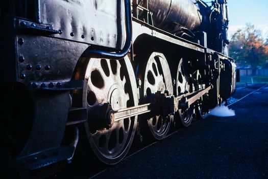 Maldon, Australia - May 11 2014: A steam engine from Victorian Goldfields Railway in Maldon, Victoria, Australia