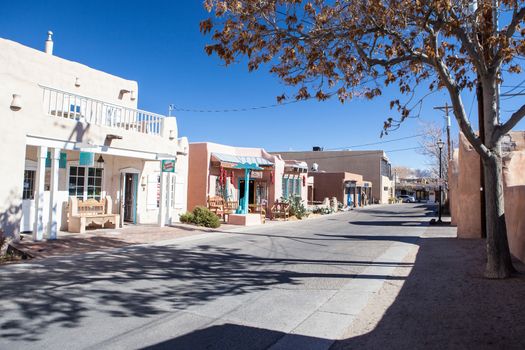 Alburqueque, USA - January 31 2013: Old Town Plaza and surrounding buildings in Old Town Alburqueque, New Mexico, USA