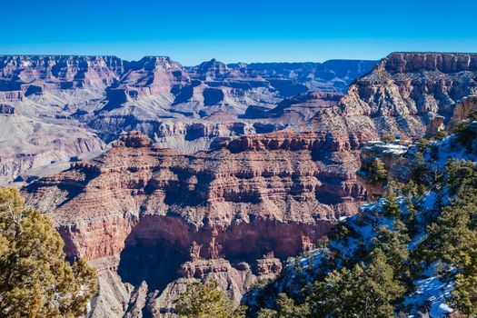 Daytime stunning views in winter around Grandview Point in Grand Canyon, Arizona, USA