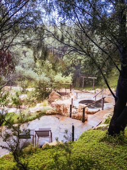 Fingal, Australia - February 15 2020: Peninsula Hot Springs on the Mornington Peninsula in Victoria, Australia