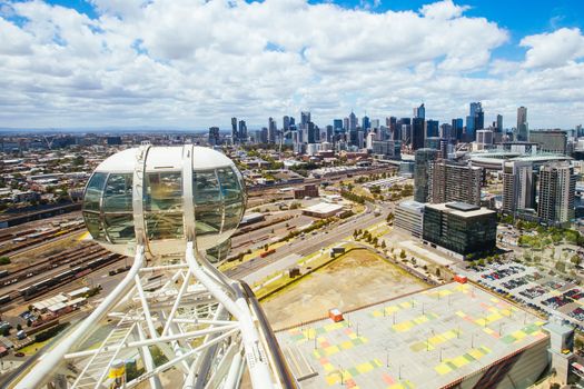 The expansive skyline of Melbourne on a clear summer's day in Victoria, Australia