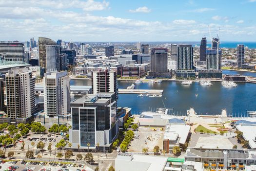 View over Docklands and Sth Melbourne on a clear summer's day in Victoria, Australia