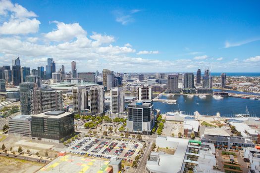 View over Docklands and Sth Melbourne on a clear summer's day in Victoria, Australia