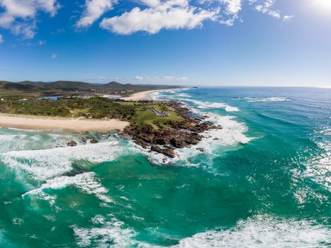 A spectacular view over Hastings Point towards Cabarita Beach in New South Wales, Australia