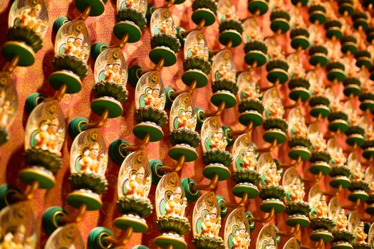 Singapore, June 21 2015: Buddha Tooth Relic Temple interior and details in Chinatown, Singapore