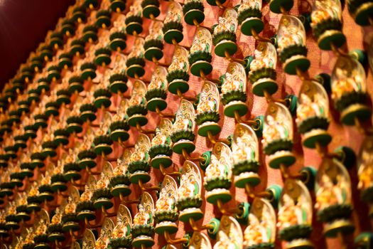 Singapore, June 21 2015: Buddha Tooth Relic Temple interior and details in Chinatown, Singapore