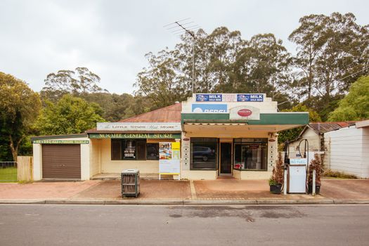 Loch, Australia - November 10 2019: Antiquated and old dwellings in the main street of Noojee near Mt Baw Baw in Victoria, Australia