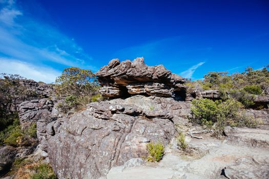 The extreme rocky environment on the famous Wonderland hike towards Pinnacle Lookout near Halls Gap in Victoria, Australia