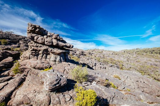 The extreme rocky environment on the famous Wonderland hike towards Pinnacle Lookout near Halls Gap in Victoria, Australia